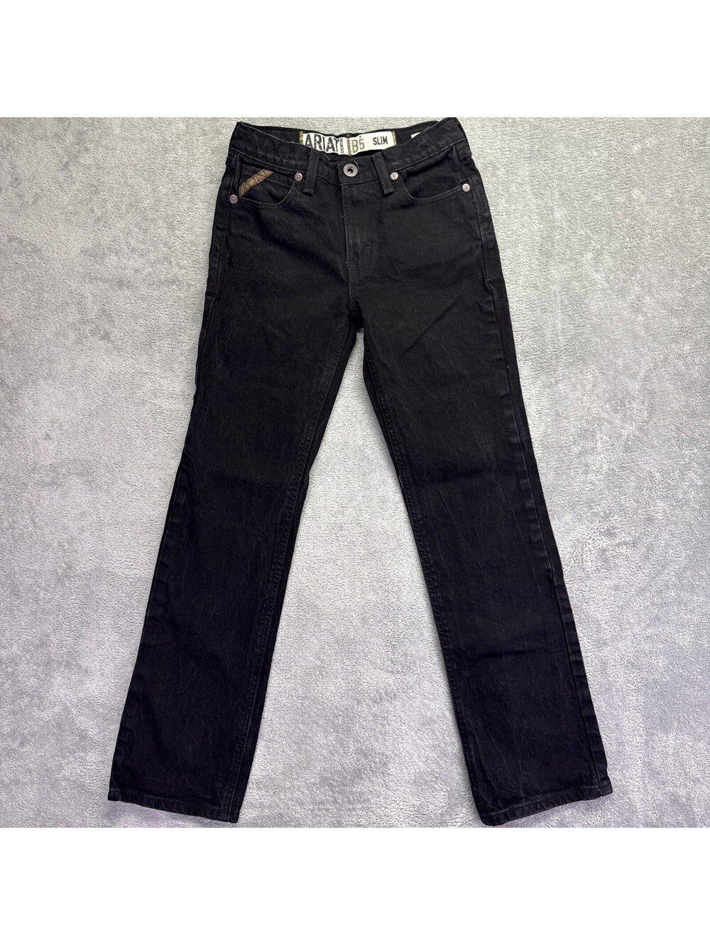 Ariat B5 Boys Jeans Size 14 Black Dark Wash Slim Fit Straight Denim Adjustable